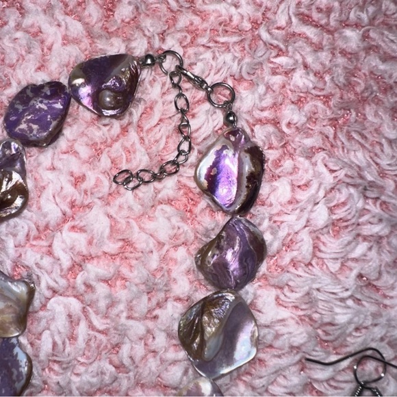 Purple and Brown Stone Necklace and Earring Set - Picture 3 of 8